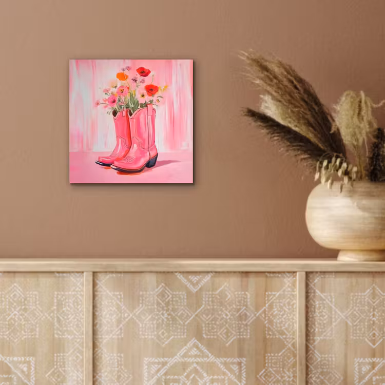 Aluminium schilderij - Roze - Bloemen - Cowboy — 5