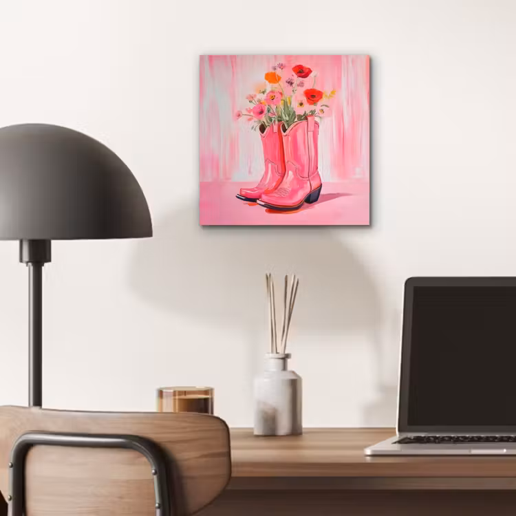 Aluminium schilderij - Roze - Bloemen - Cowboy — 6