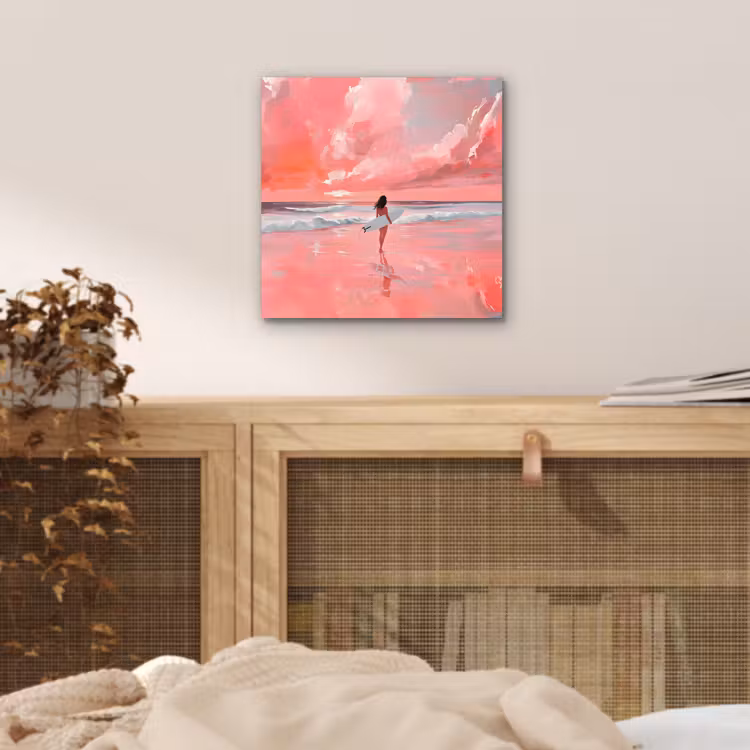 Aluminium schilderij - Roze - Surfen - Zee — 4