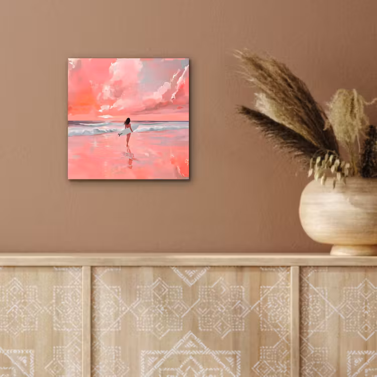 Aluminium schilderij - Roze - Surfen - Zee — 5