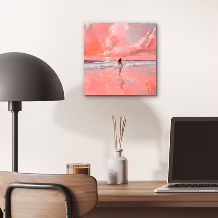 Aluminium schilderij - Roze - Surfen - Zee — 6