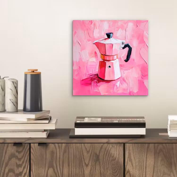 Aluminium schilderij - Roze - Verf - Coffee — 2