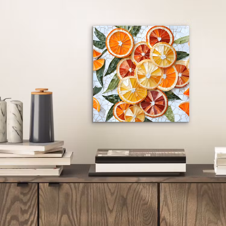Aluminium schilderij - Schijfjes - Fruit - Oranje - Mozaïek — 2