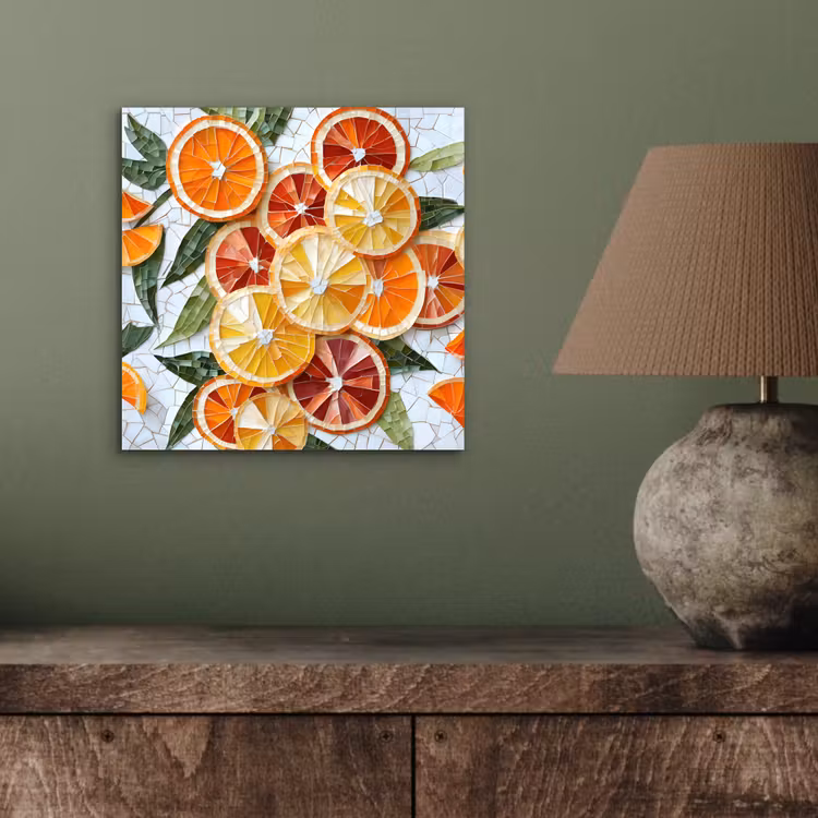 Aluminium schilderij - Schijfjes - Fruit - Oranje - Mozaïek — 3