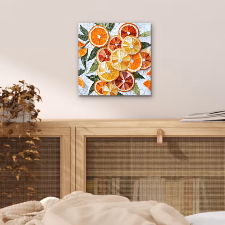 Aluminium schilderij - Schijfjes - Fruit - Oranje - Mozaïek — 4