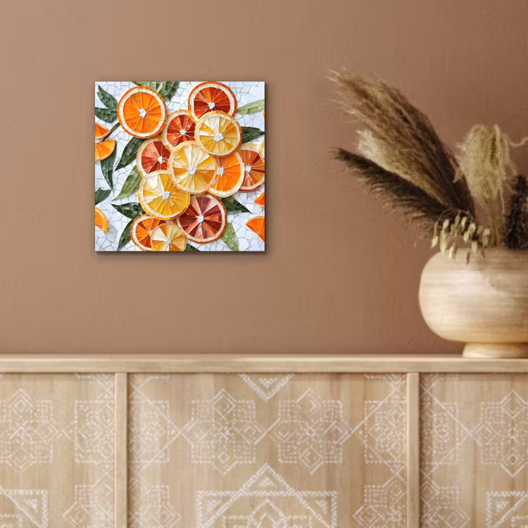 Aluminium schilderij - Schijfjes - Fruit - Oranje - Mozaïek — 5