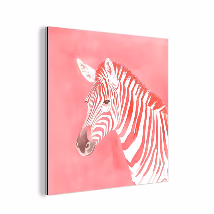 Aluminium schilderij - Zebra - Pink - Verf — 1