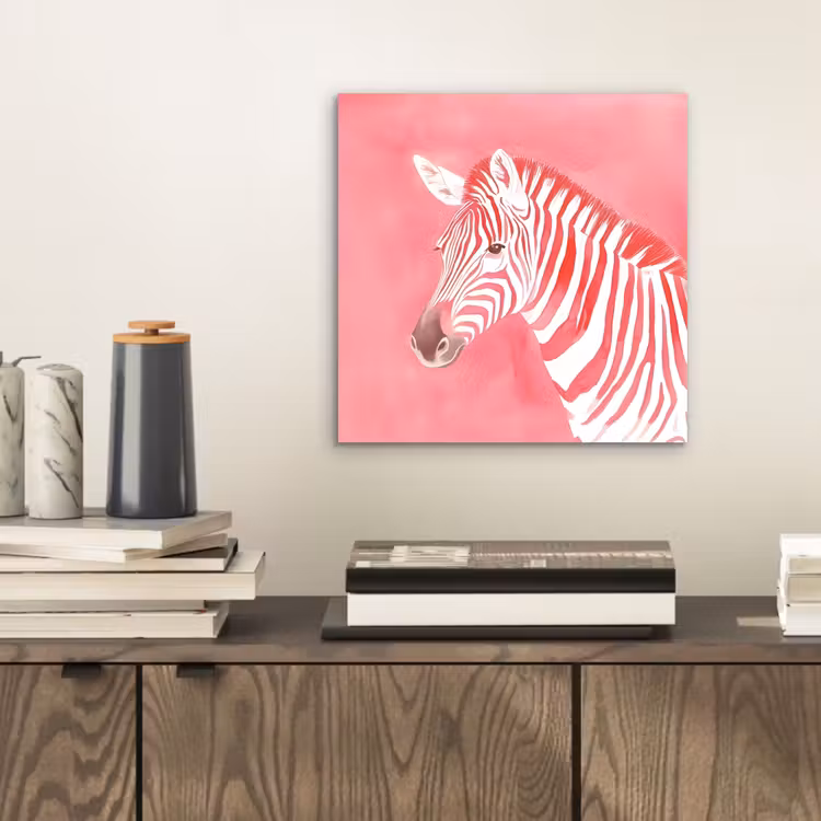 Aluminium schilderij - Zebra - Pink - Verf — 2