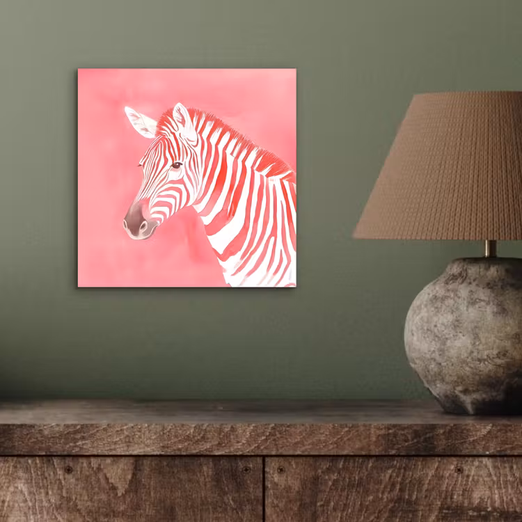 Aluminium schilderij - Zebra - Pink - Verf — 3