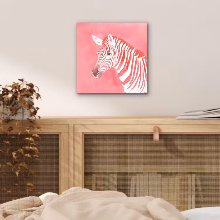 Aluminium schilderij - Zebra - Pink - Verf — 4