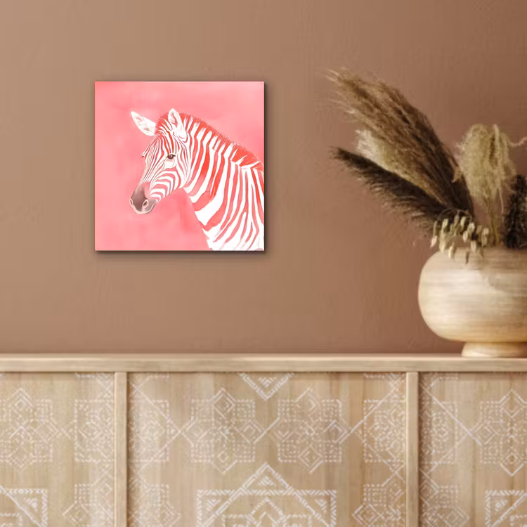 Aluminium schilderij - Zebra - Pink - Verf — 5