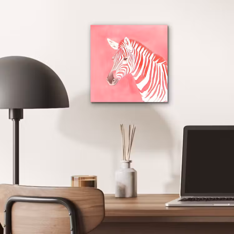 Aluminium schilderij - Zebra - Pink - Verf — 6