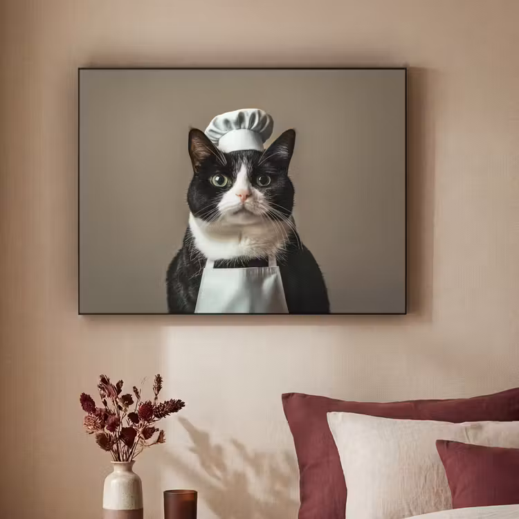 Art Frame - Kat - Kokskleding - Zwart - Wit — 2