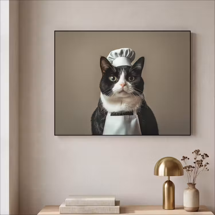 Art Frame - Kat - Kokskleding - Zwart - Wit — 3