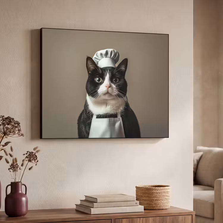 Art Frame - Kat - Kokskleding - Zwart - Wit — 4