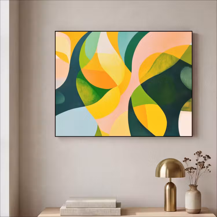 Art Frame - Abstract - Geel - Roze - Groen — 3