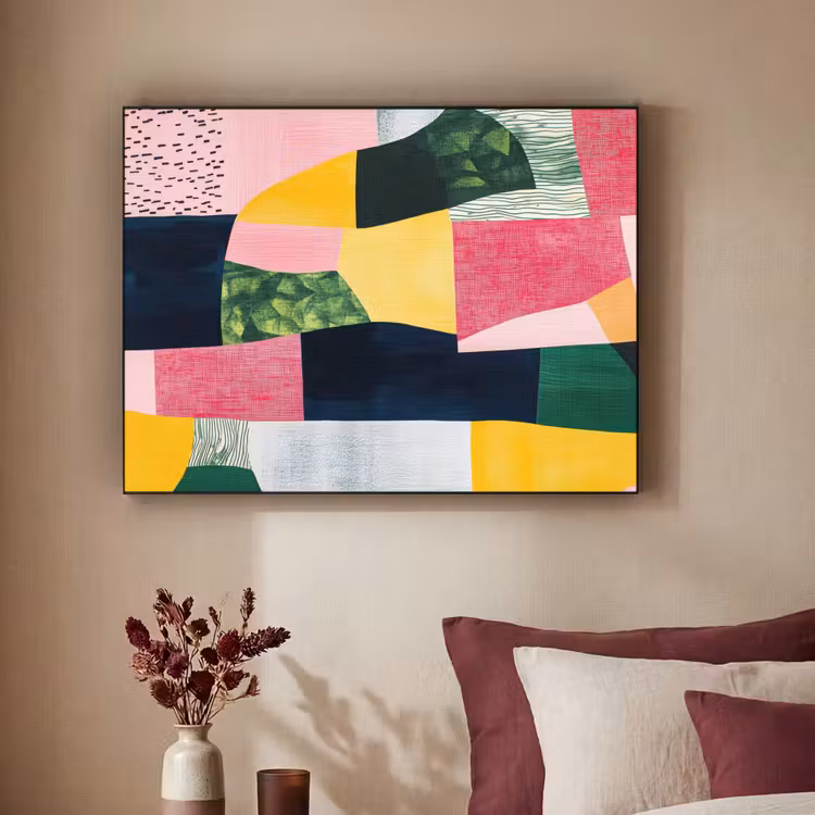 Art Frame - Abstract - Roze - Lappen - Vormen - Geel — 2