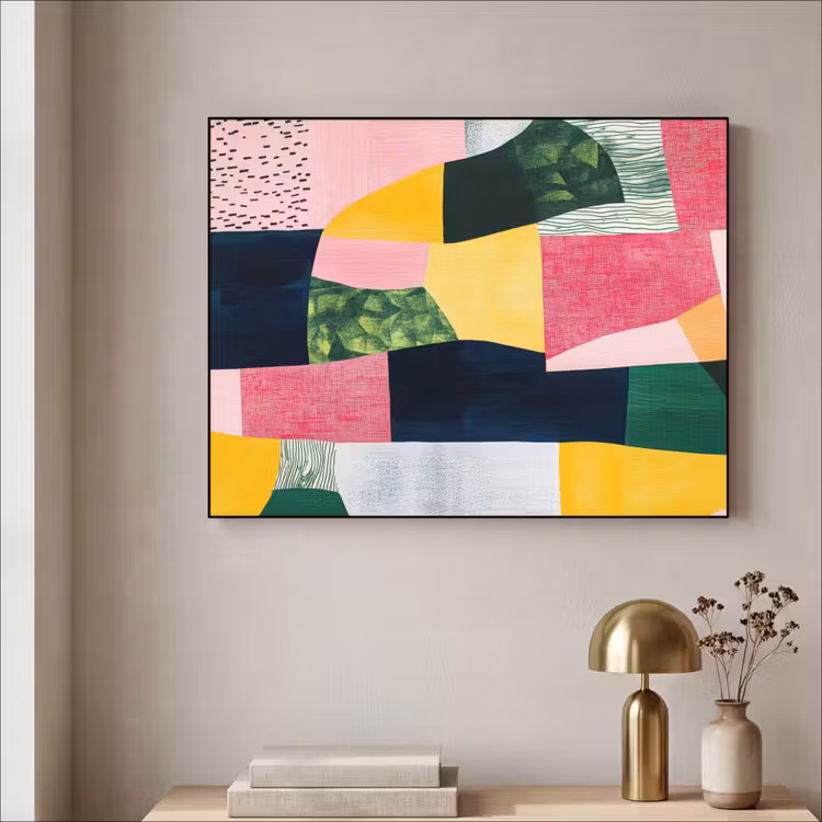 Art Frame - Abstract - Roze - Lappen - Vormen - Geel — 3