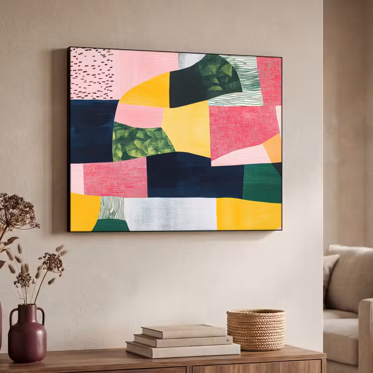 Art Frame - Abstract - Roze - Lappen - Vormen - Geel — 4