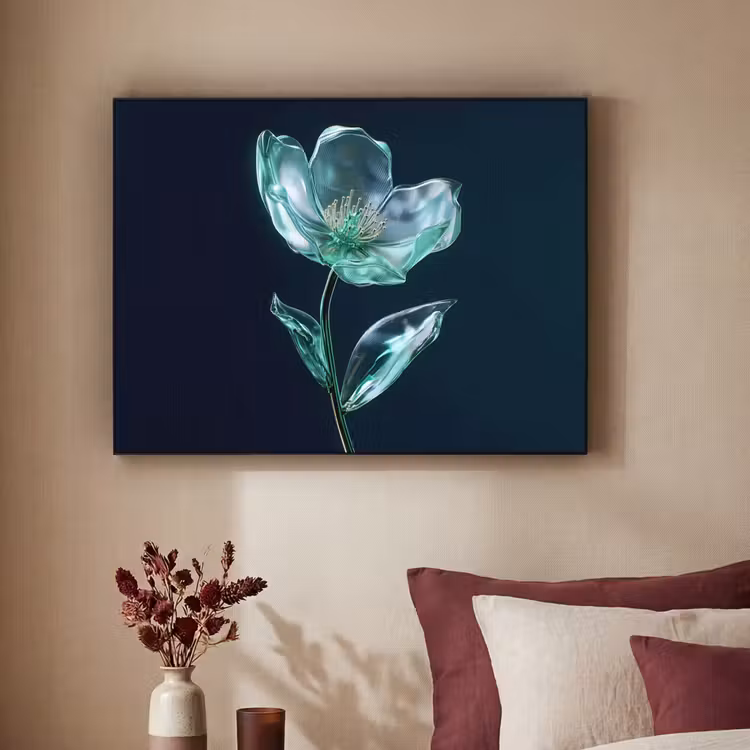Art Frame - Bladeren - Bloem - Glazen - Donkerblauw — 2