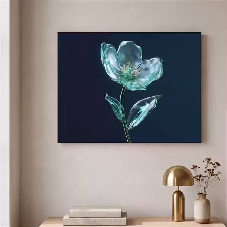 Art Frame - Bladeren - Bloem - Glazen - Donkerblauw — 3