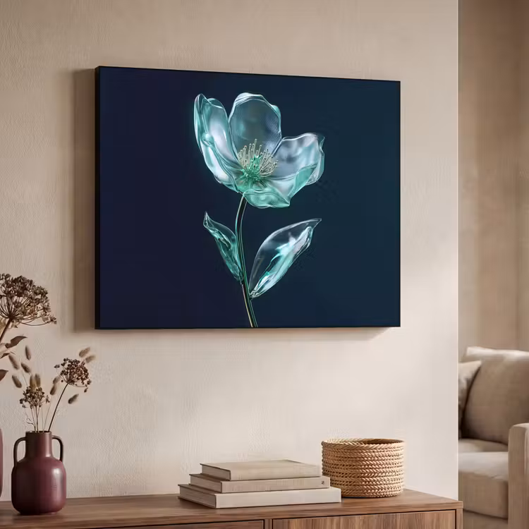 Art Frame - Bladeren - Bloem - Glazen - Donkerblauw — 4