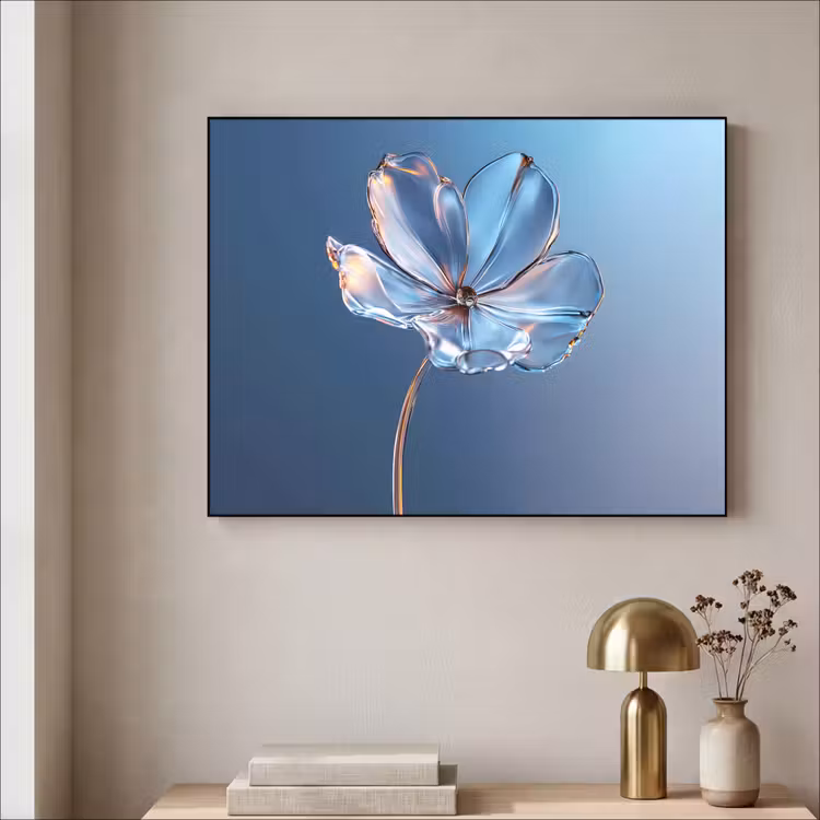 Art Frame - Blauw - Bloem - Glazen - Sierlijk — 3