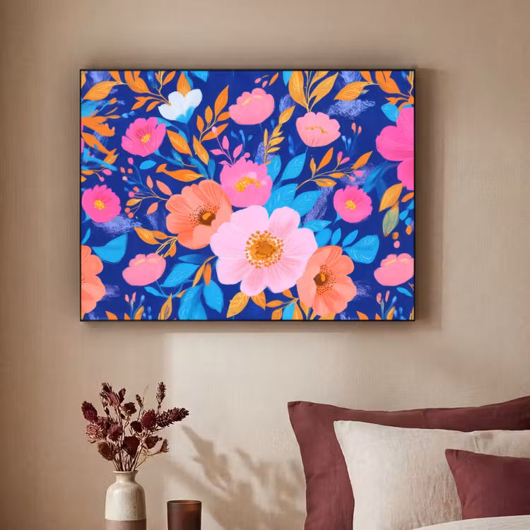 Art Frame - Bloemen - Blauw - Roze — 2