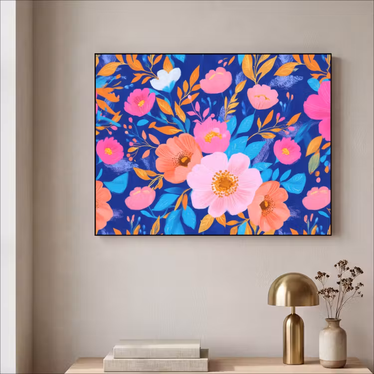 Art Frame - Bloemen - Blauw - Roze — 3