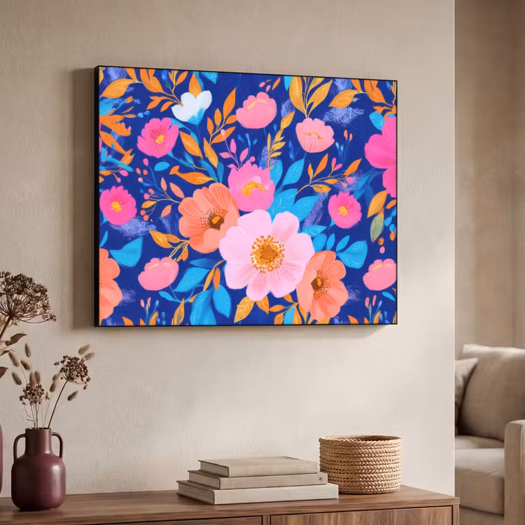 Art Frame - Bloemen - Blauw - Roze — 4