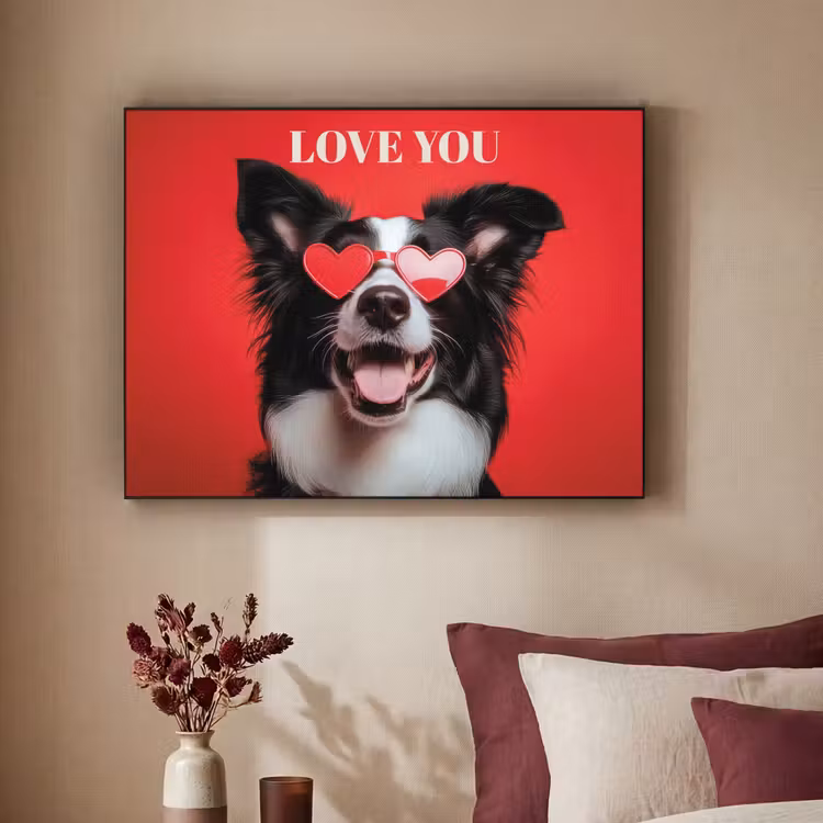 Art Frame - Hond - Hartjesbril - Loveyou - Rood — 2