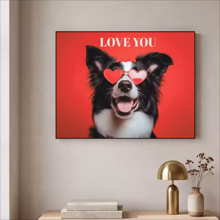 Art Frame - Hond - Hartjesbril - Loveyou - Rood — 3