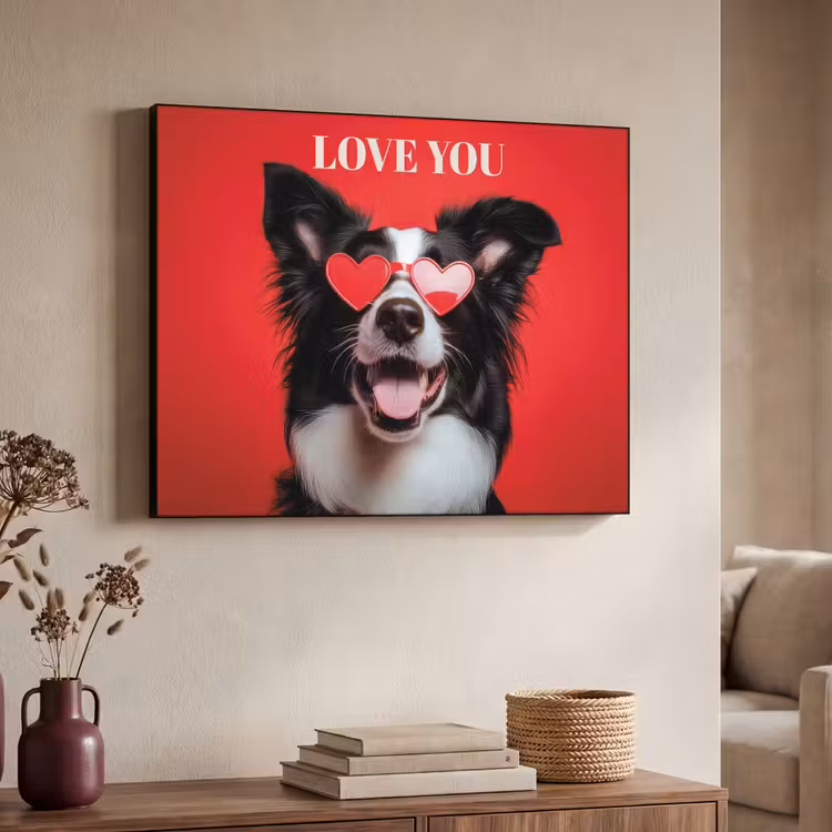 Art Frame - Hond - Hartjesbril - Loveyou - Rood — 4