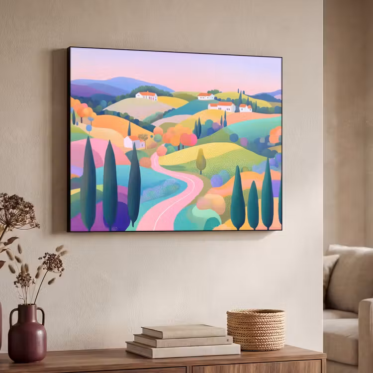 Art Frame - Landschap - Paars - Pastel - Huizen — 4