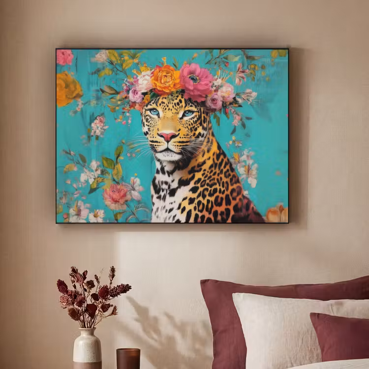 Art Frame - Luipaard - Bloemen - Kroon — 2