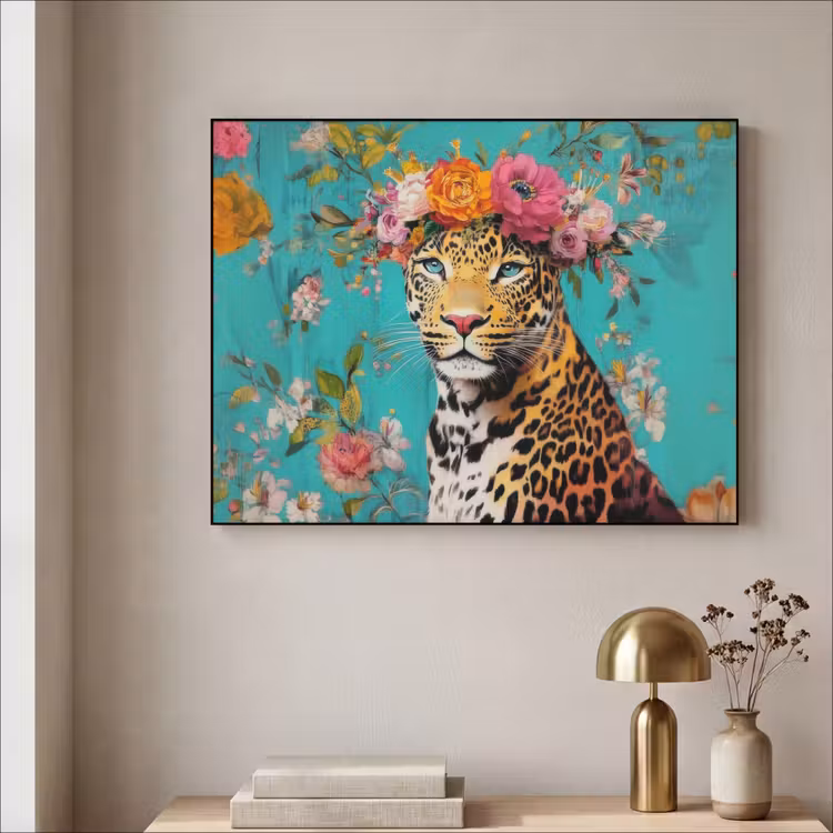 Art Frame - Luipaard - Bloemen - Kroon — 3