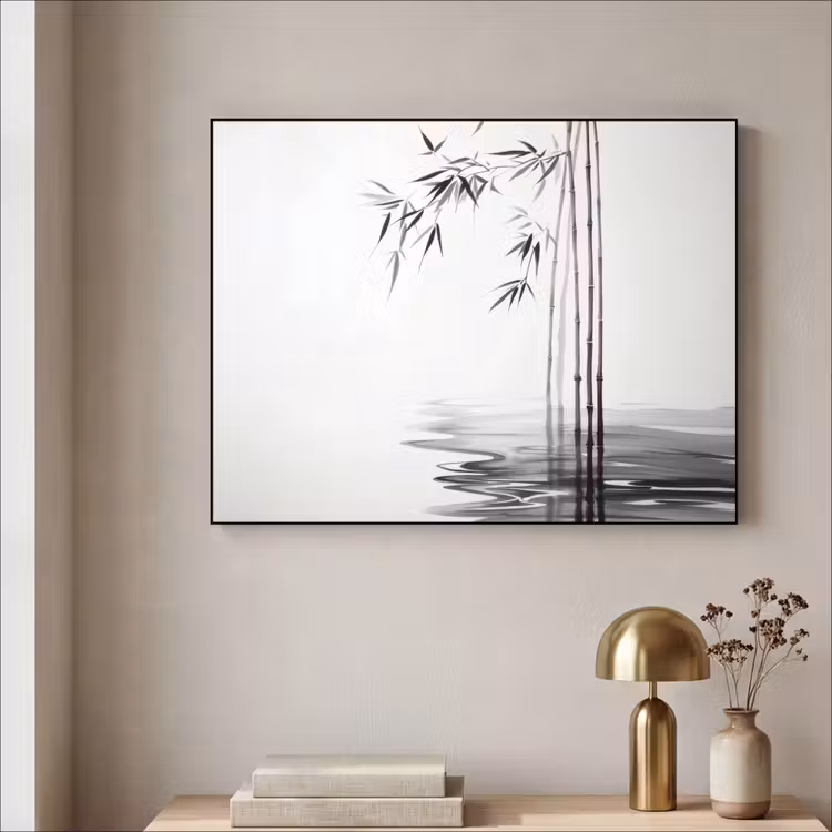 Art Frame - Bamboestammen - Water - Minimalistisch - Wit — 3