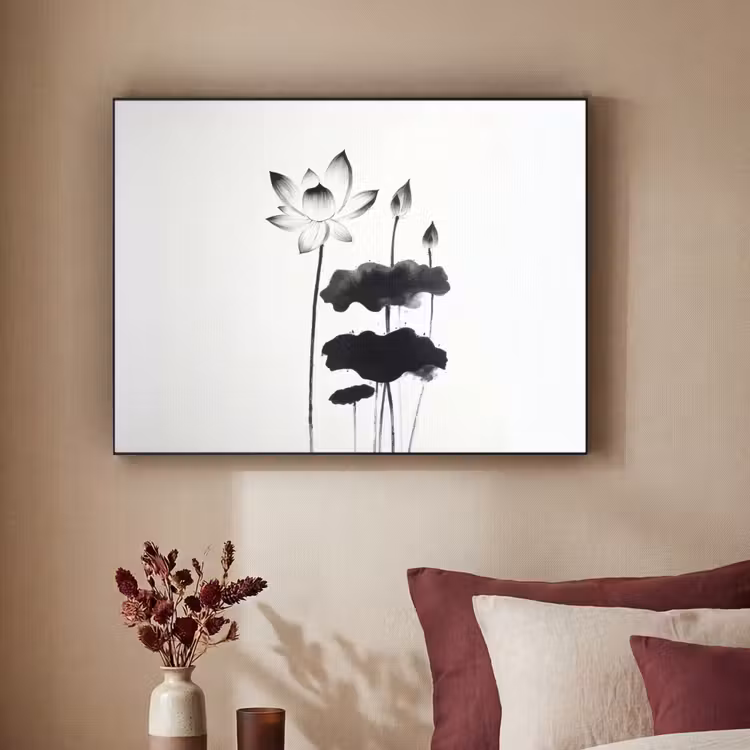 Art Frame - Bladeren - Zwart - Lotusbloem - Minimalitisch — 2