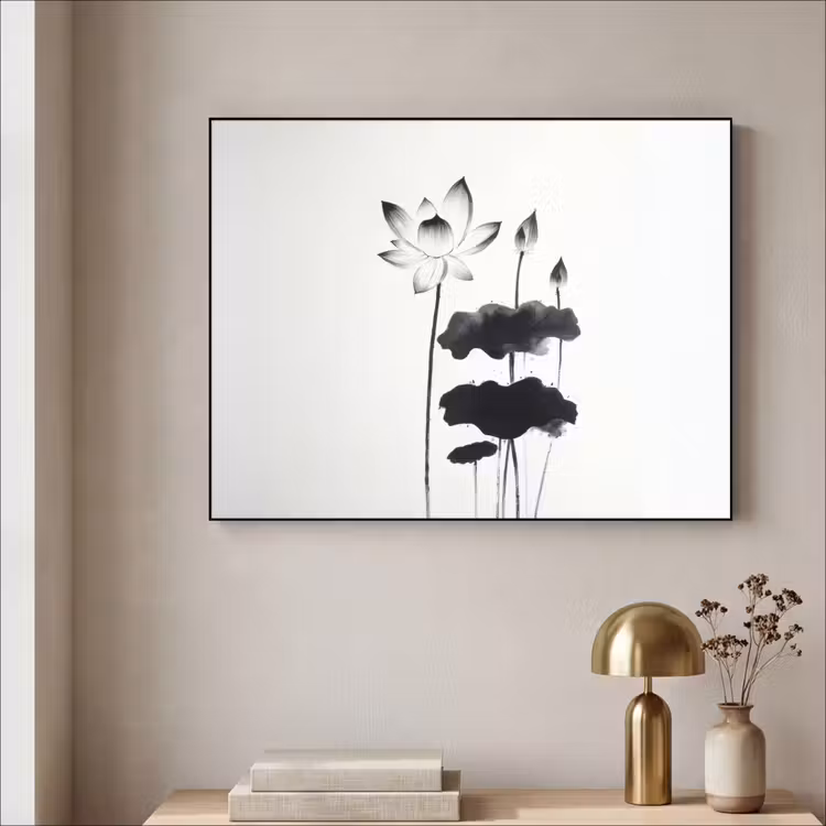 Art Frame - Bladeren - Zwart - Lotusbloem - Minimalitisch — 3