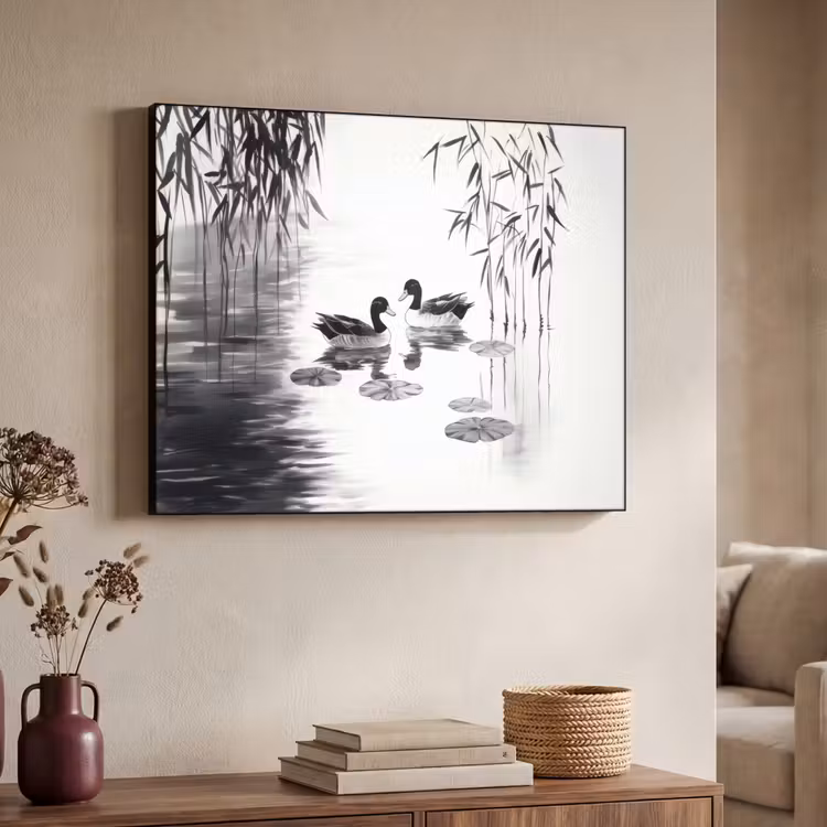 Art Frame - Eenden - Waterlelies - Riet - Zwart — 4