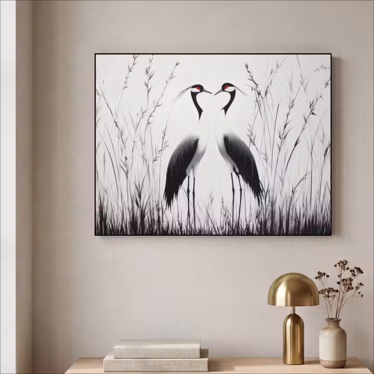 Art Frame - Kraanvogels - Gras - Hartvorm - Zwart — 3