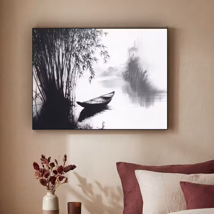 Art Frame - Boot - Rivier - Bamboe - Wit — 2
