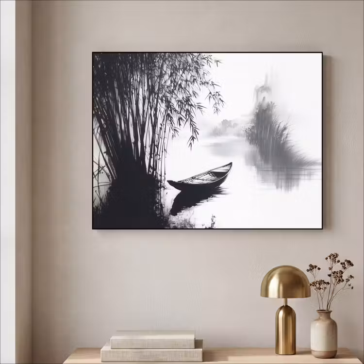 Art Frame - Boot - Rivier - Bamboe - Wit — 3