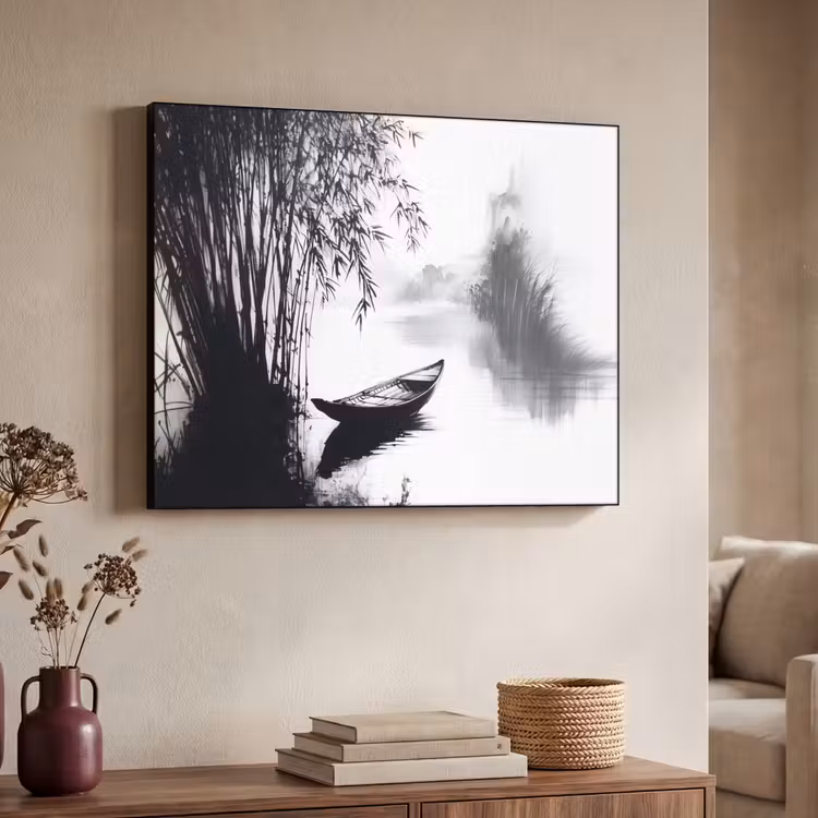 Art Frame - Boot - Rivier - Bamboe - Wit — 4