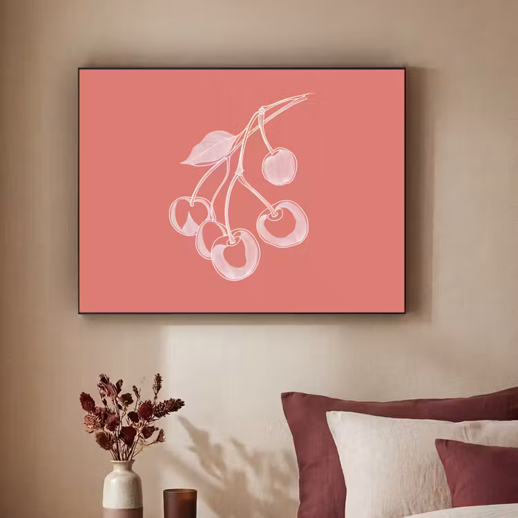 Art Frame - Lijnillustratie - Kersen - Tak - Wit — 2
