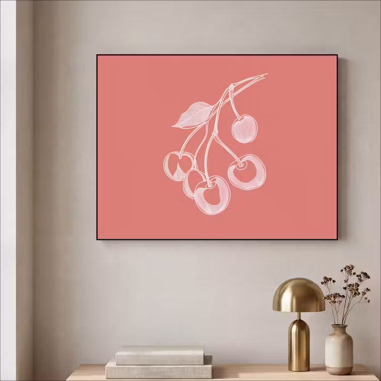 Art Frame - Lijnillustratie - Kersen - Tak - Wit — 3