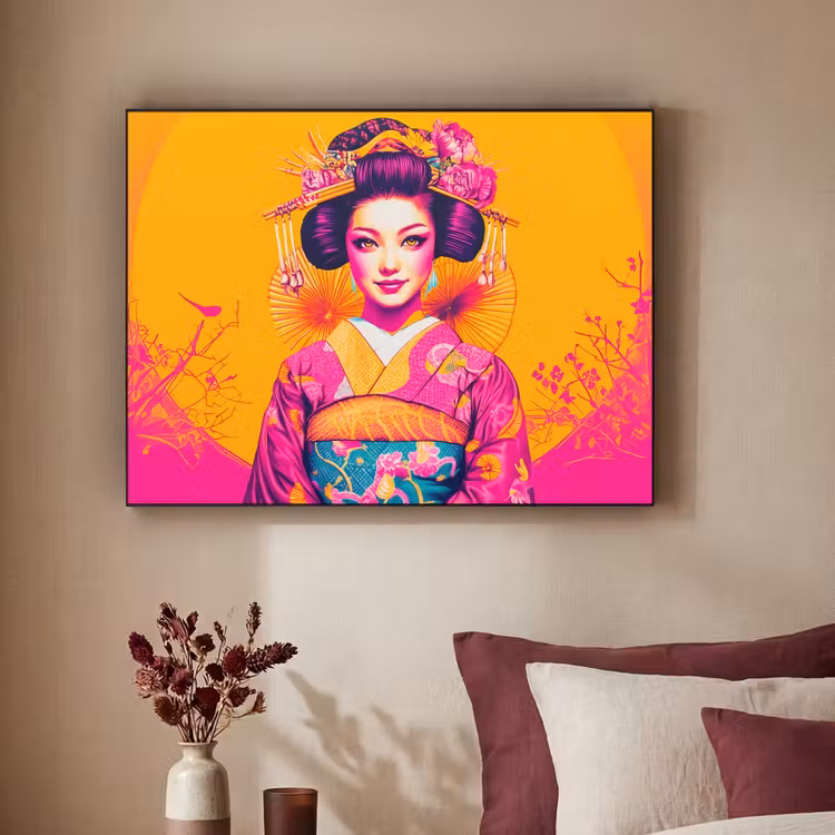 Art Frame - Bloemen - Vrouw - Kimono - Roze — 2