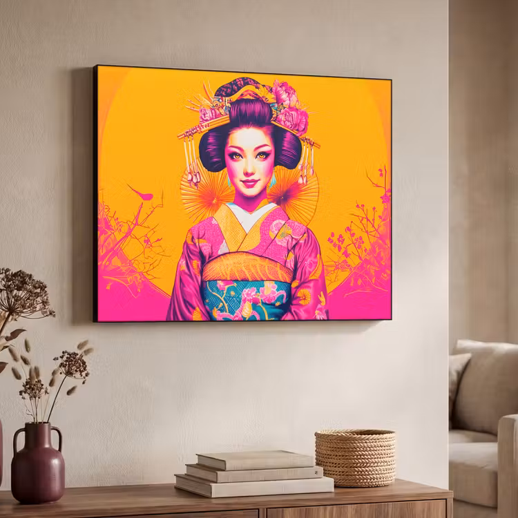 Art Frame - Bloemen - Vrouw - Kimono - Roze — 4
