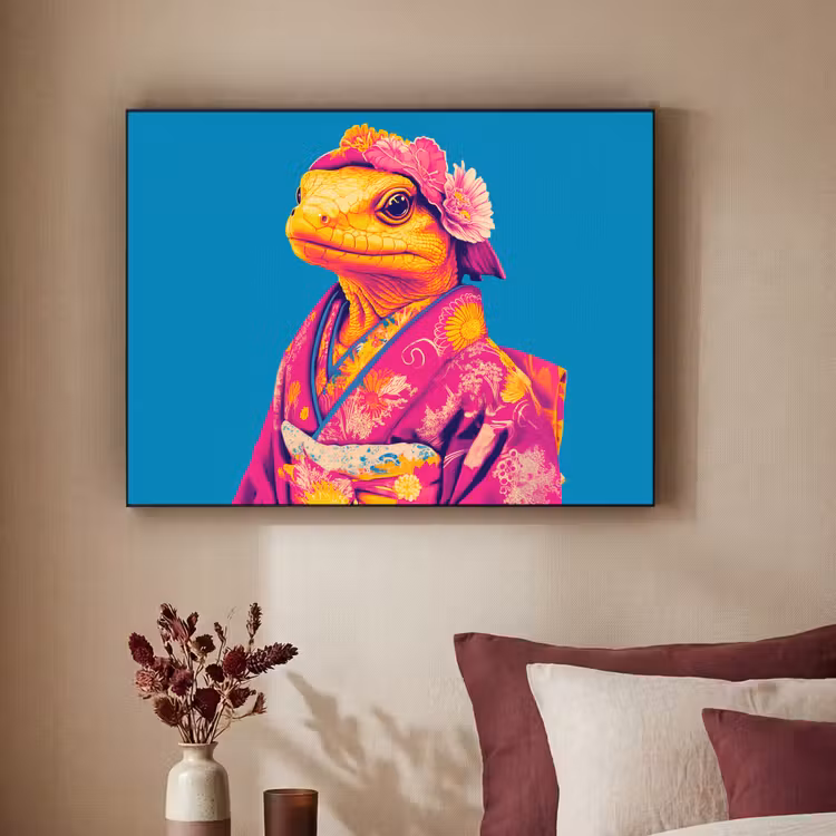 Art Frame - Bloemenkrans - Hagedis - Kimono - Paars — 2