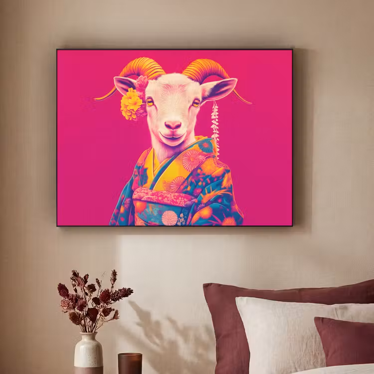 Art Frame - Geit - Hoorns - Kimono - Kleurrijk — 2